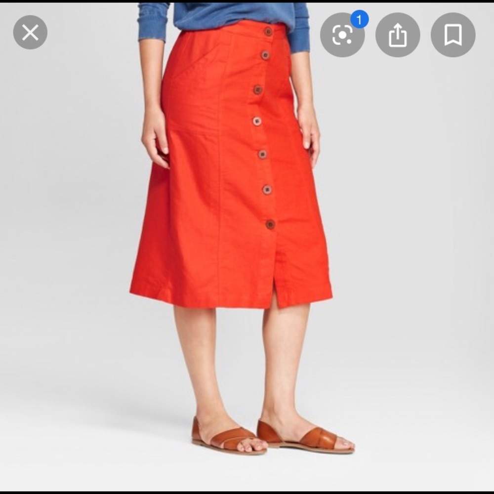 Orange Midi Skirt
